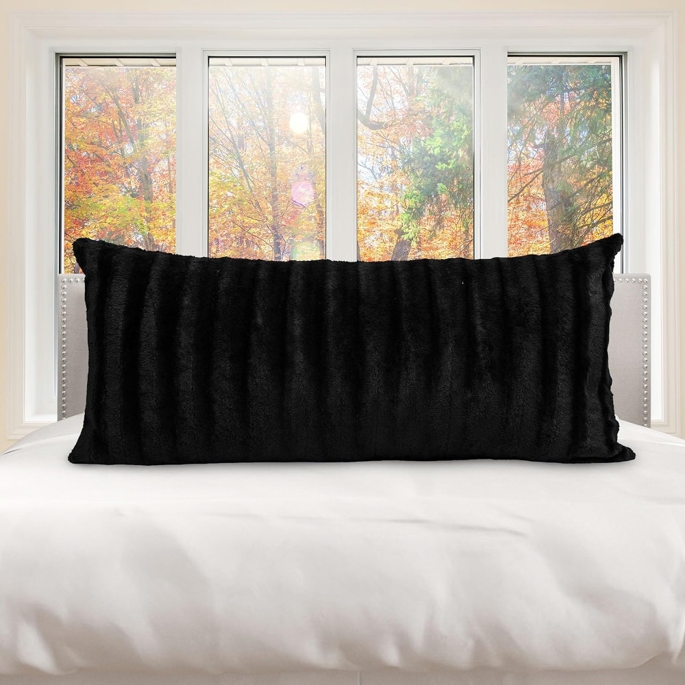 Black fuzzy throw pillow discount