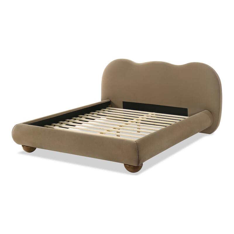 Furniture of America Nilo Modern Fabric Upholstered Platform Bed with Curved Headboard