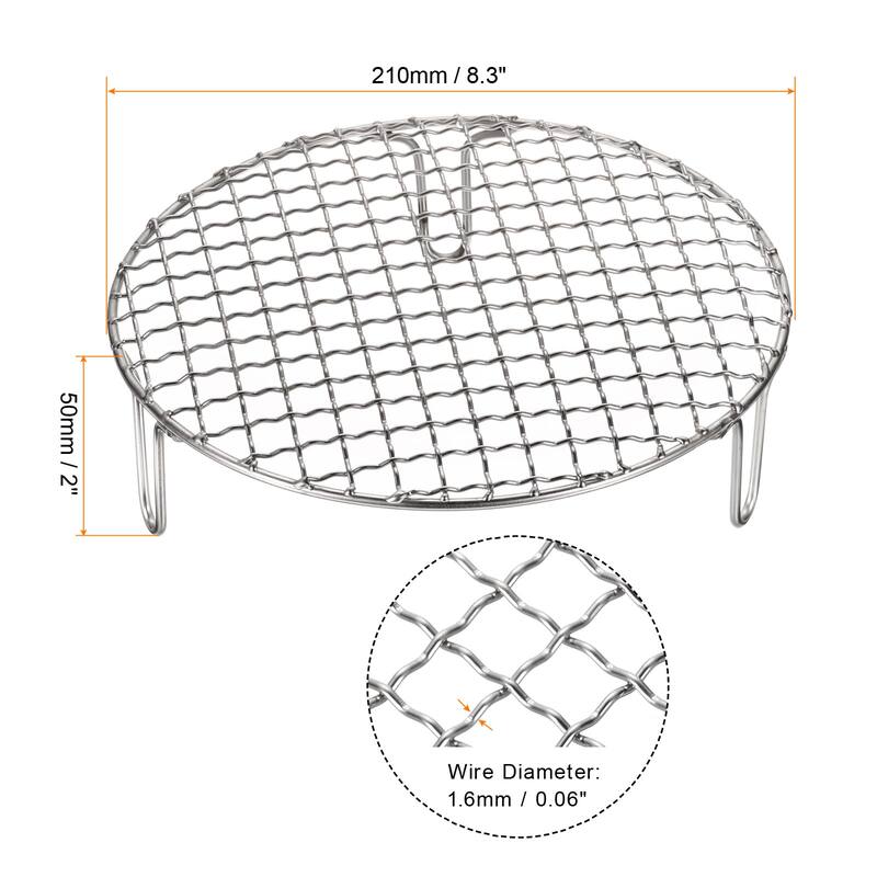 Round Cooking Rack 8.3" Stainless Steel Cross Wire Barbecue Grill W 50mm Legs - 8.3 Inch - Silver