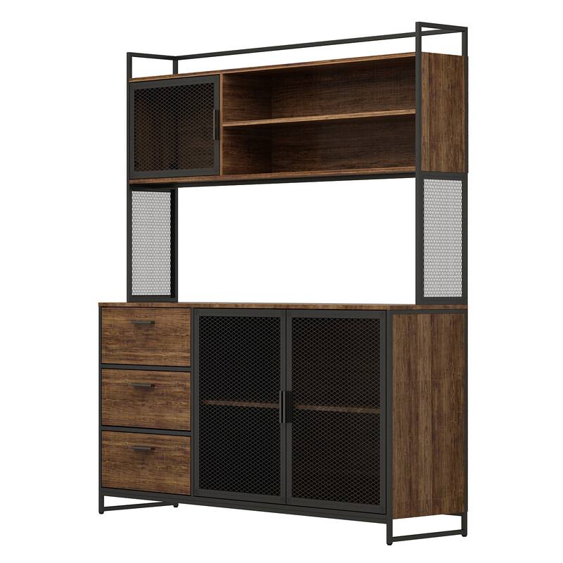 59"W Kitchen Cabinet Pantry with Sleek Design & Ample Storage - 59"W 68.5"H