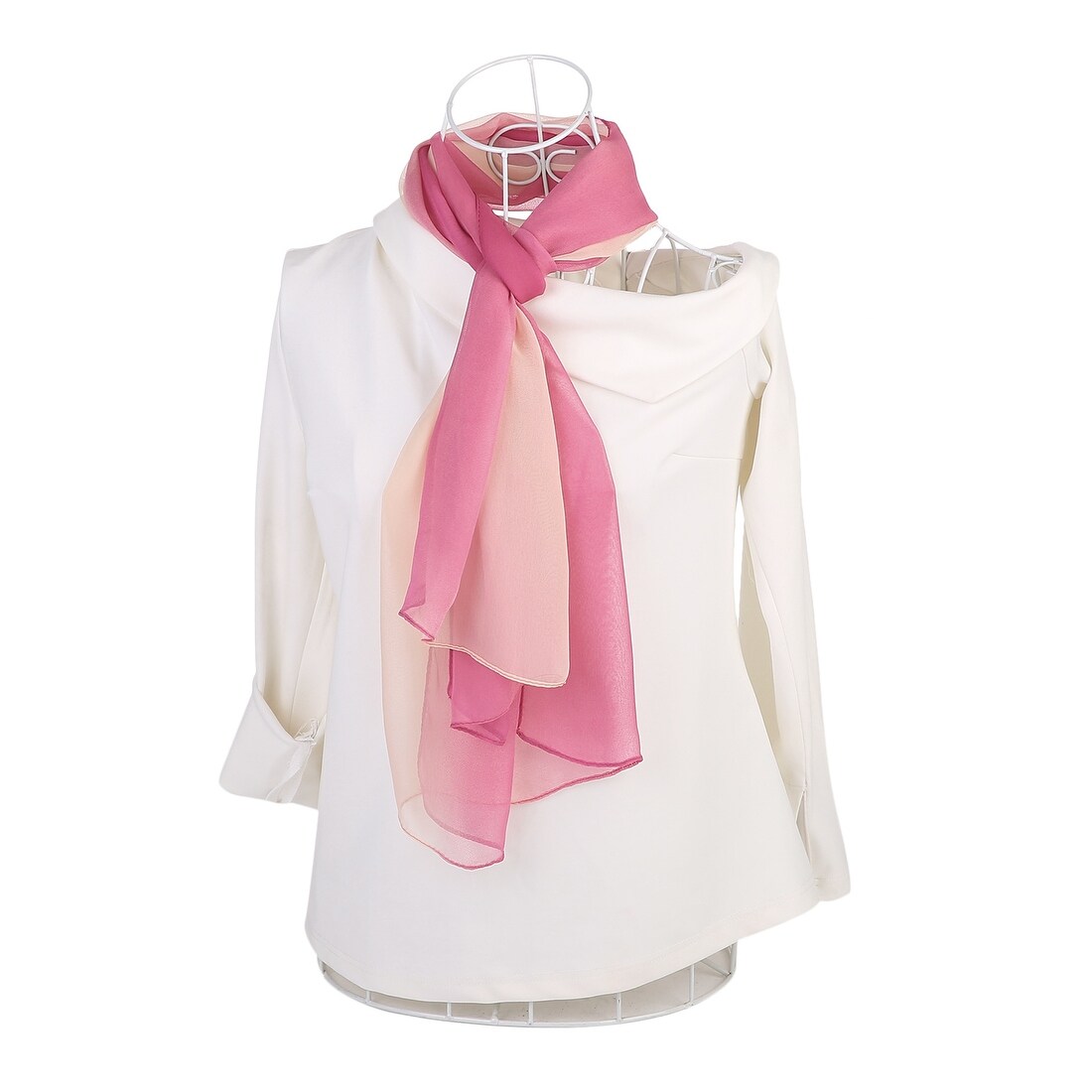 Shop Long Chiffon Lightweight Gradient Color Scarf For Women Pale