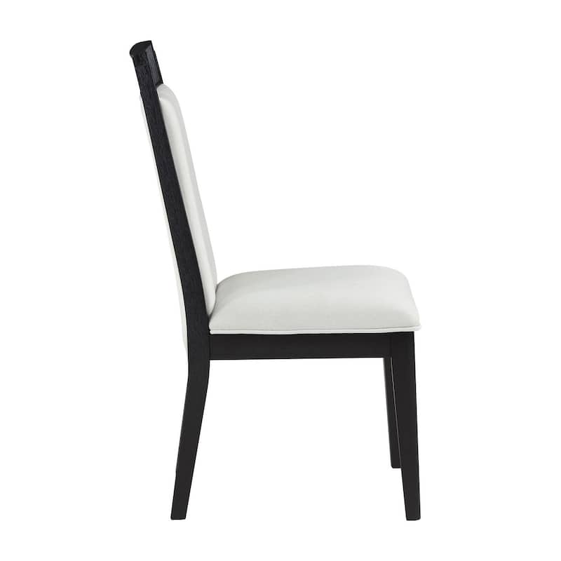 Mason Ivory and Black Solid Back Dining Side Chair (Set of 2)