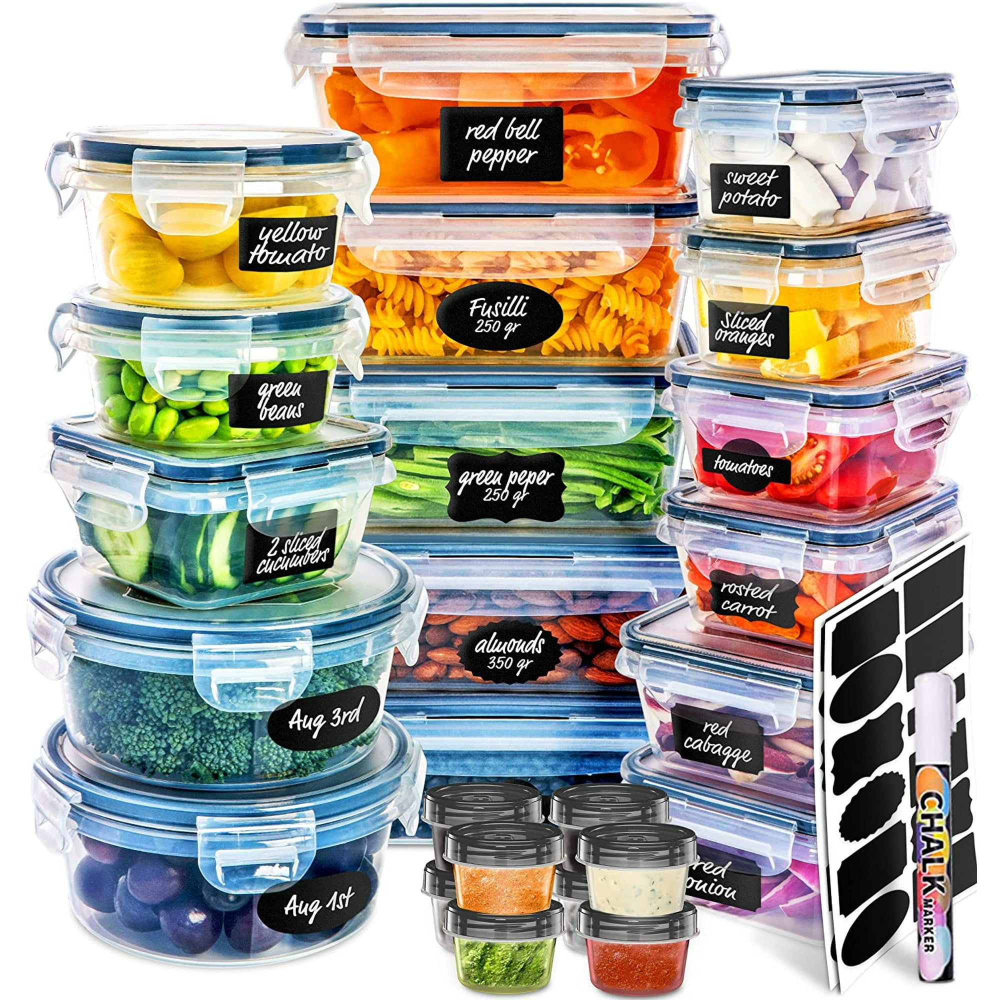 JoyJolt 24 Piece Fluted Glass Food Storage Containers with Leakproof Lids Set - Black