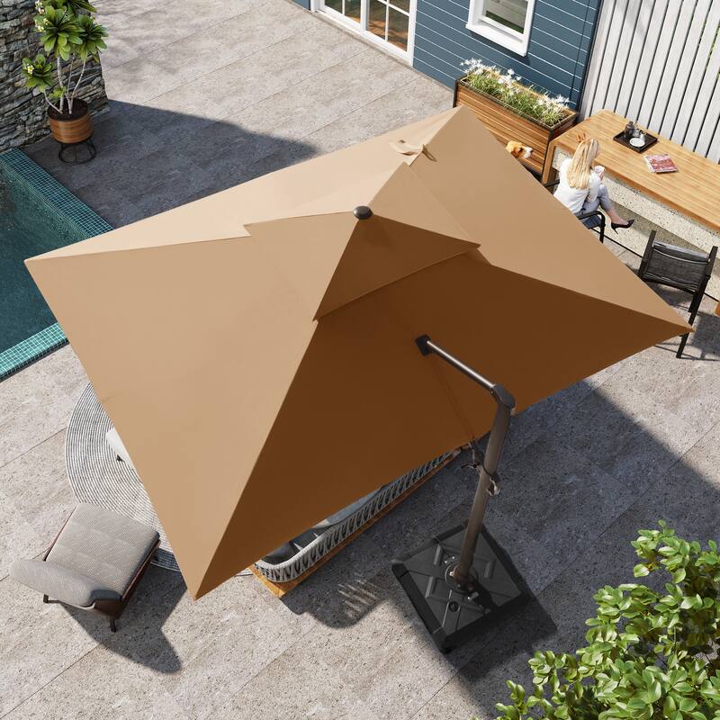Pellebant 10X13FT Outdoor Patio Offset Umbrella 360 degrees Rotation with No Base