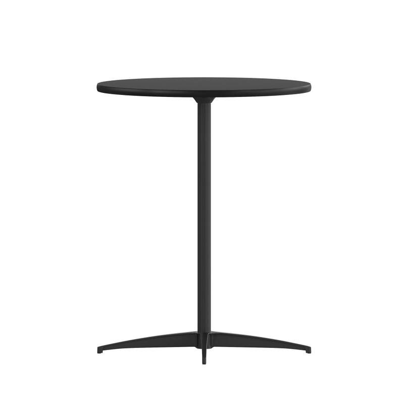 24" Round Wood Cocktail Table with 30" and 42" Columns