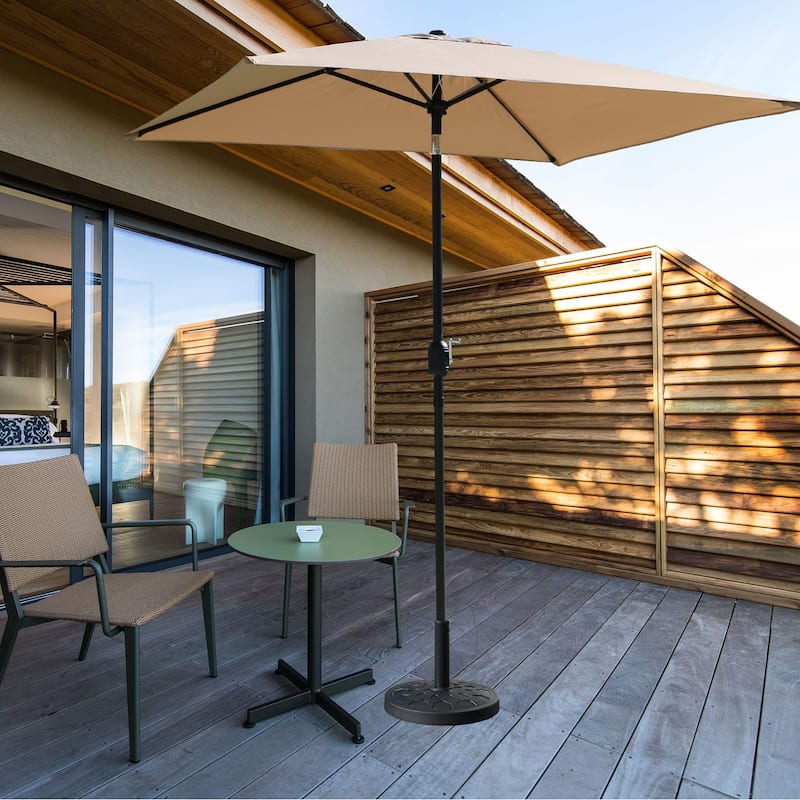 Davee Furniture 6.5 Ft Outdoor Patio Market Umbrella with Base - Tan