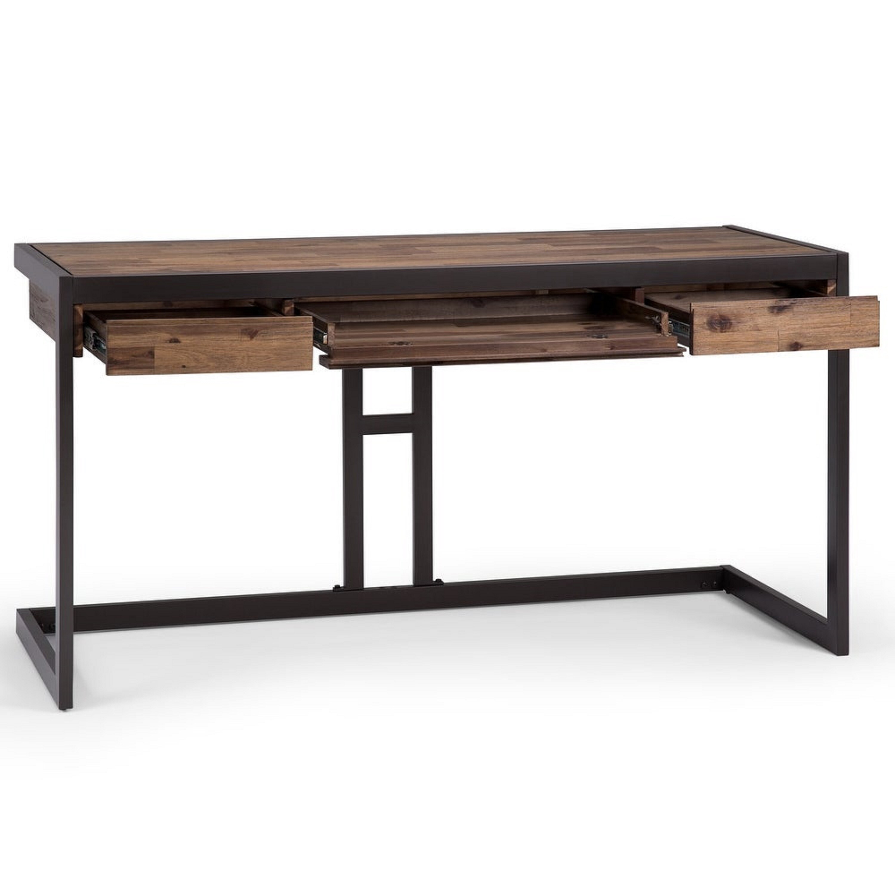 Wyndenhall cecilia solid acacia wood modern shop industrial 60 inch wide writing office desk