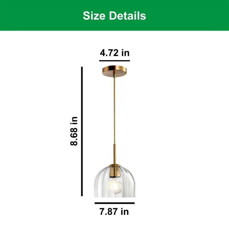 7.86” Hanging light gold pendant light glass dining room light - N/A