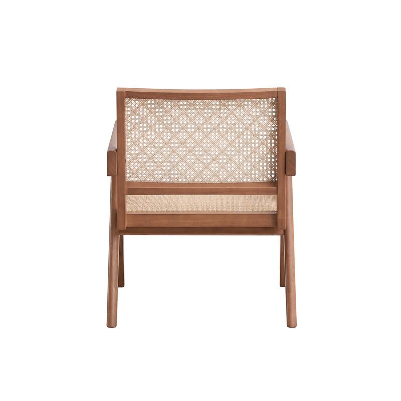 Rattan 24" Wood Arm Chair with Rattan Back