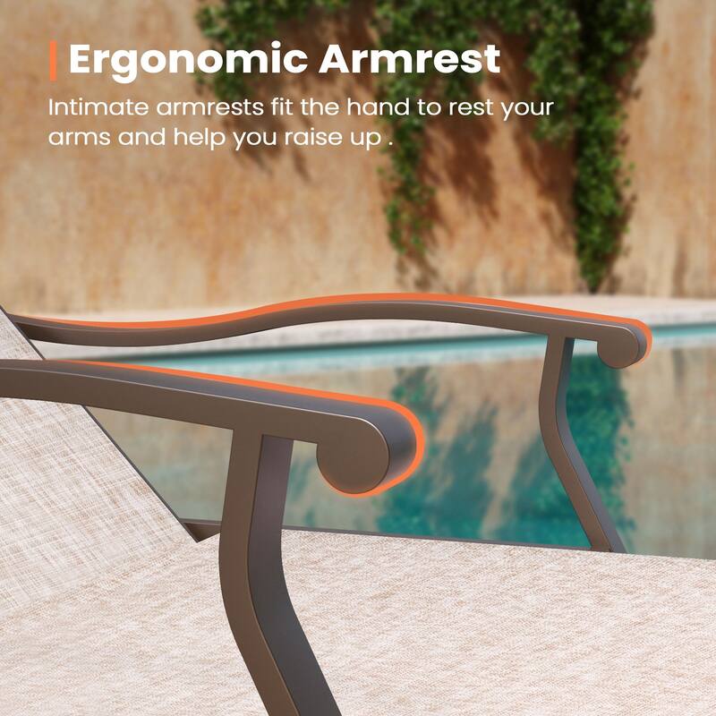 Pellebant Outdoor Patio Aluminum Adjustable Chaise Lounge Chair