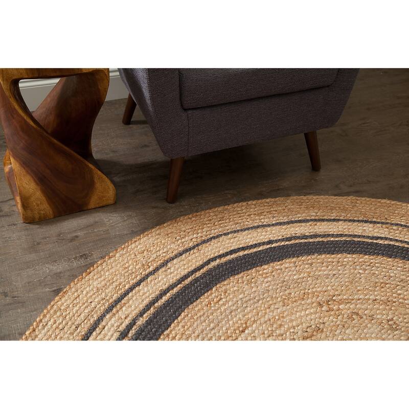 Jani Tara Grey Rings Jute Rug - Elegant and Durable Floor Covering