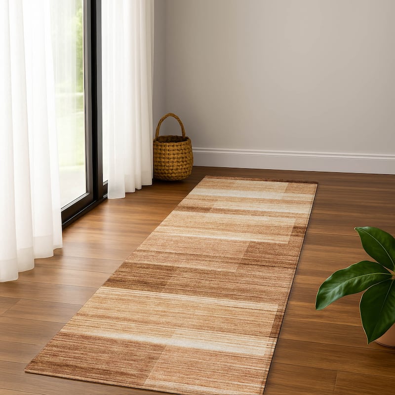 Premium Washable Super Soft Ombre Layers Mayfield Rug - Paprika - 2'3" x 7'6"