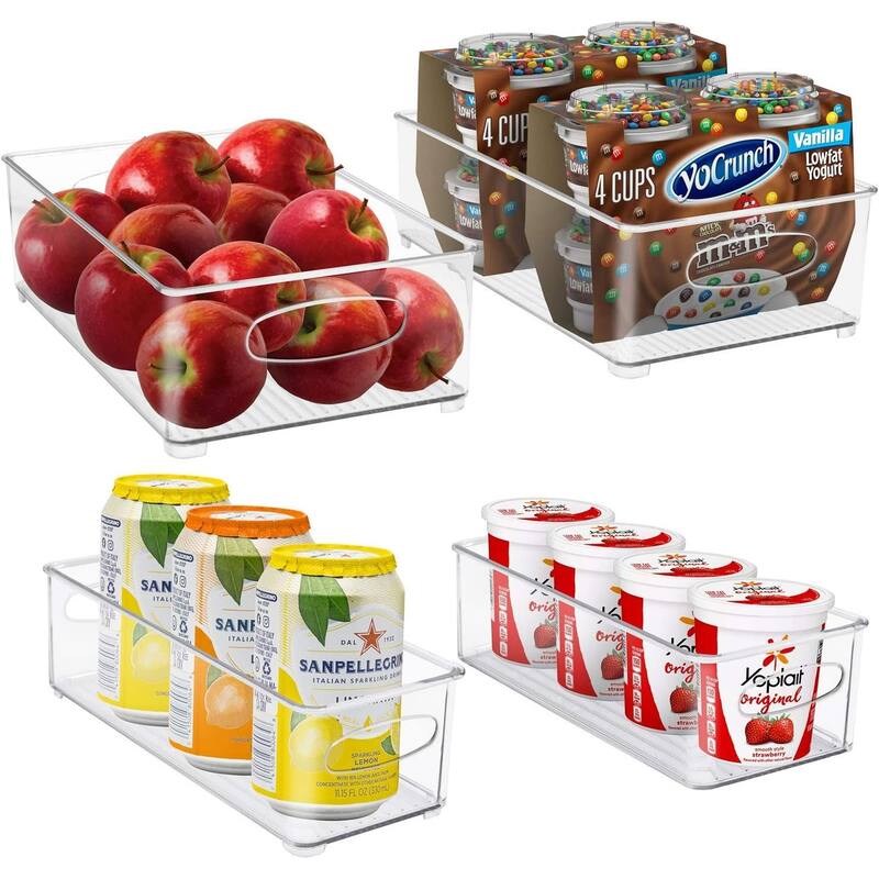 Sorbus Clear Plastic Organizer Storage Bin Containers with Handles for Pantry Food & Kitchen Fridge (6-Pack)