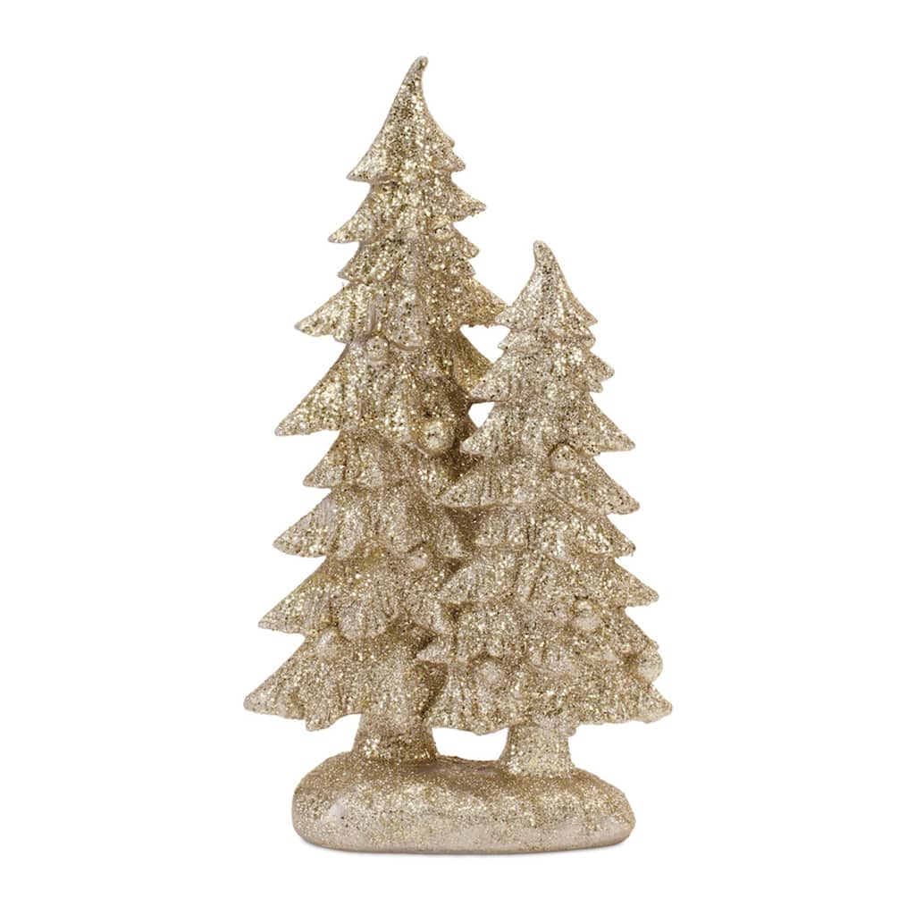 Glittered Double Tree Figurines - Set of 2