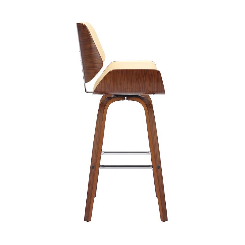Tyler Mid-Century Swivel Bar Stool, Upholstered Counter Height Chair with Bentwood Legs