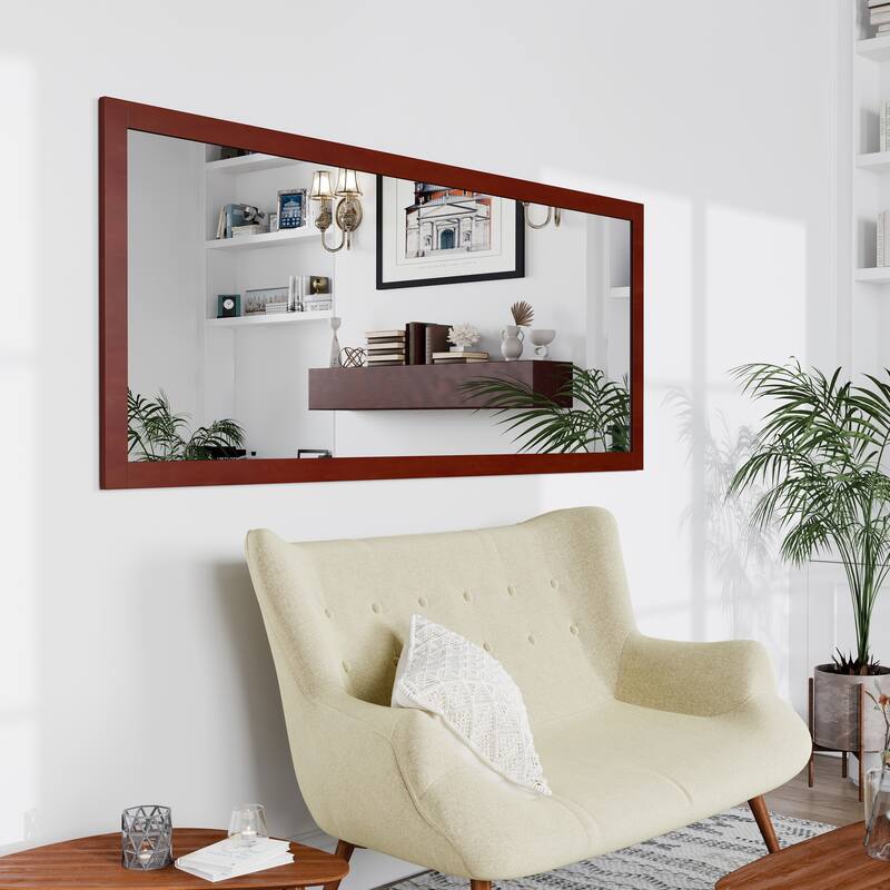 Eviva New York 72" x 30" Rectangular Teak Wooden Framed Mirror