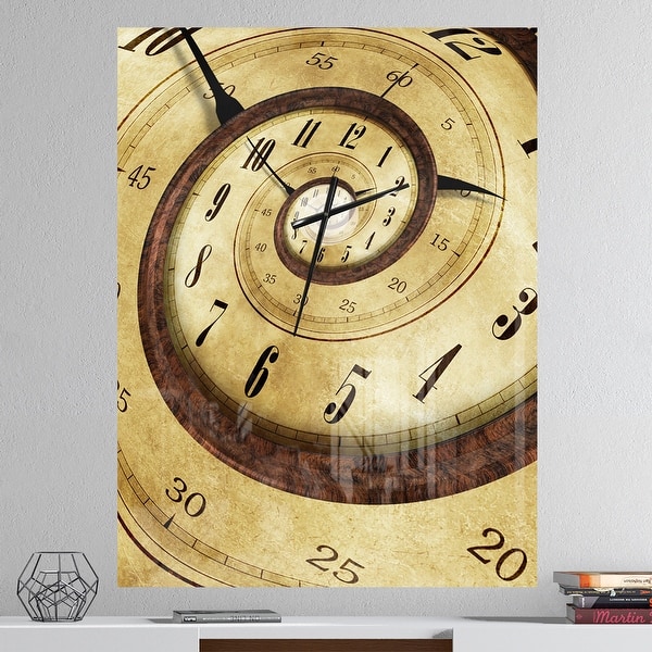 slide 2 of 14, Designart 'Endless Time Spiral' Oversized Contemporary Wall CLock 30 in. wide x 40 in. high