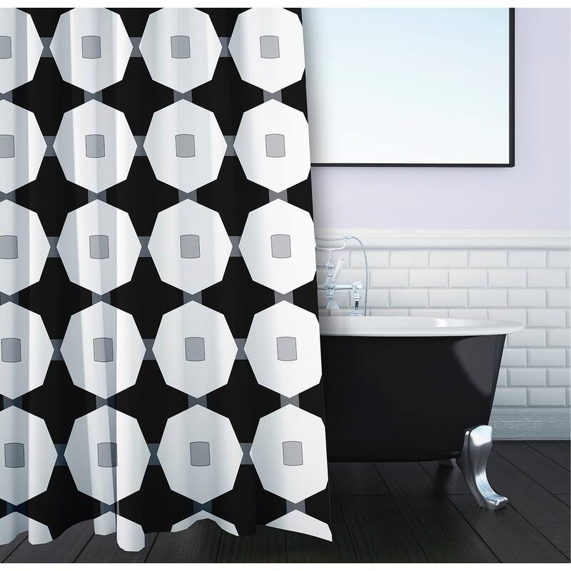 Button Up Geometric Print Shower Curtain