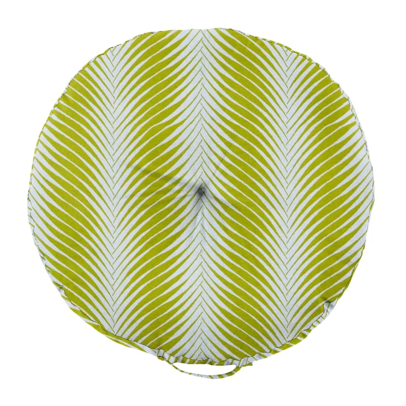 Sorra Home Sunbrella Indoor/Outdoor Palm Circle Tufted Floor Pillow with Handle (Single Pillow)