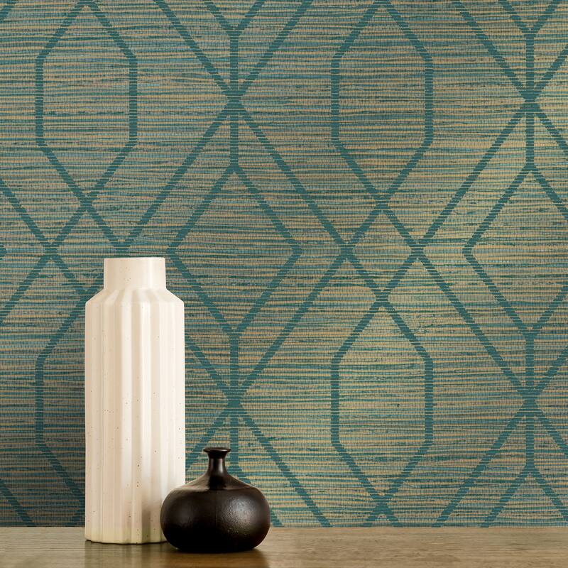 Fine Decor Fusion Teal Trellis Wallpaper