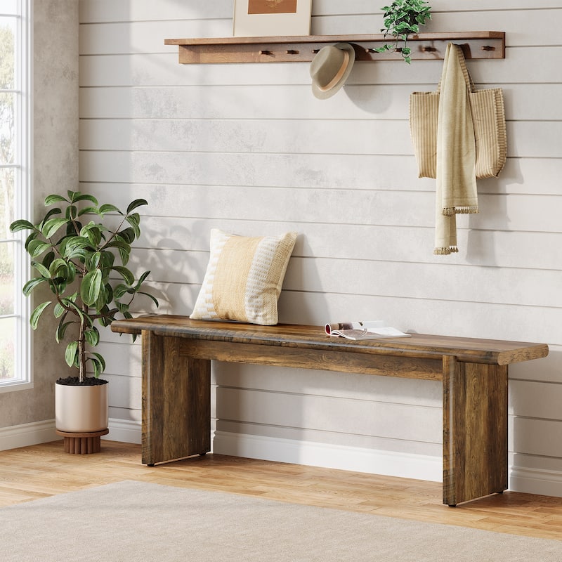 59-Inch Wooden Entryway Bench Shoe Bench Seat for Hallway - 11.8" D x 59" W x 18.1" H