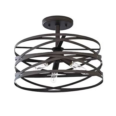 Winship 14"W 3-Light Semi-Flush Light Fixture by Allen + Roth Bronze Finish - N/A
