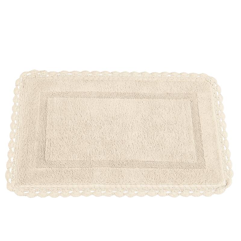 Intricate Crochet Border Plush Bathmat