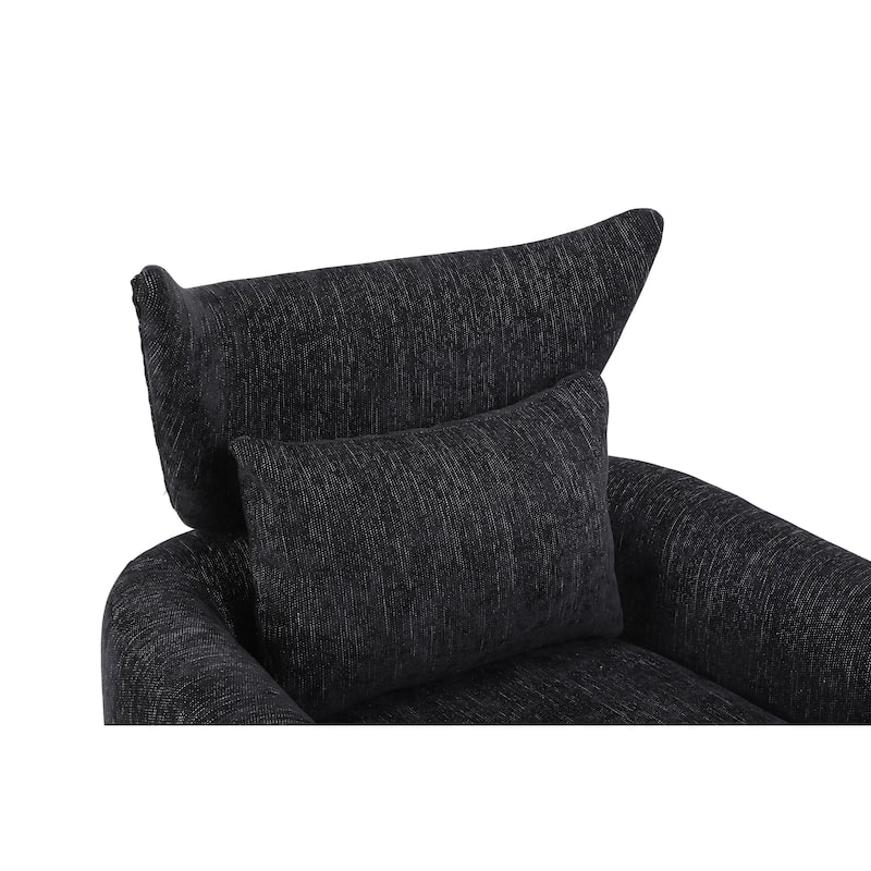 Black 29.9" Swivel Accent Chair with Pillow