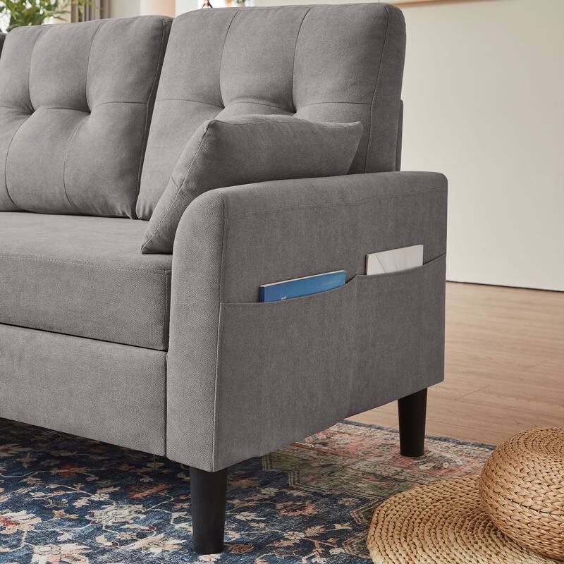 76.18" Upholstered Sleeper Pull Out Sofa Couch with Storage Chaise