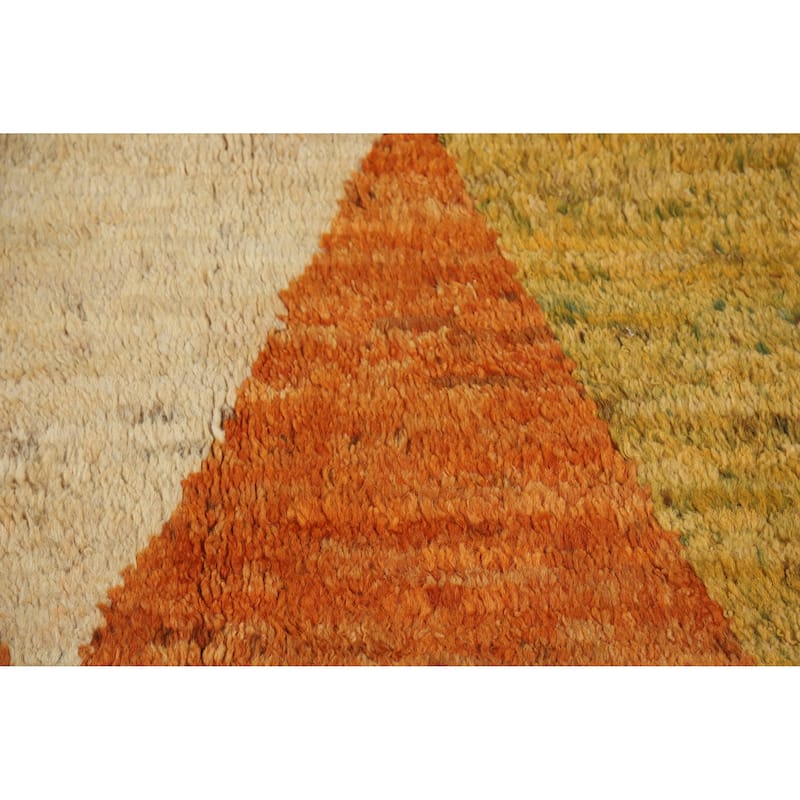 Orange Moroccan Oriental Area Rug Handmade Modern Bedroom Wool Carpet - 6'9" x 9'10"
