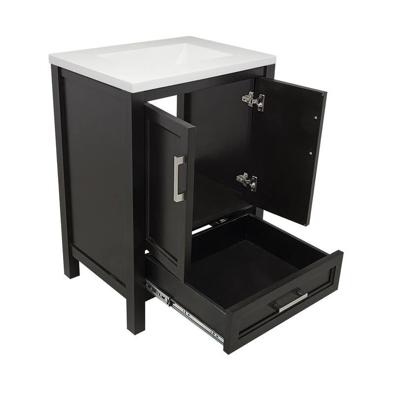 Nevado 25 in. W x 19 in. D x 36 in. H Bath Vanity in with White Cultured Marble Top Single Hole