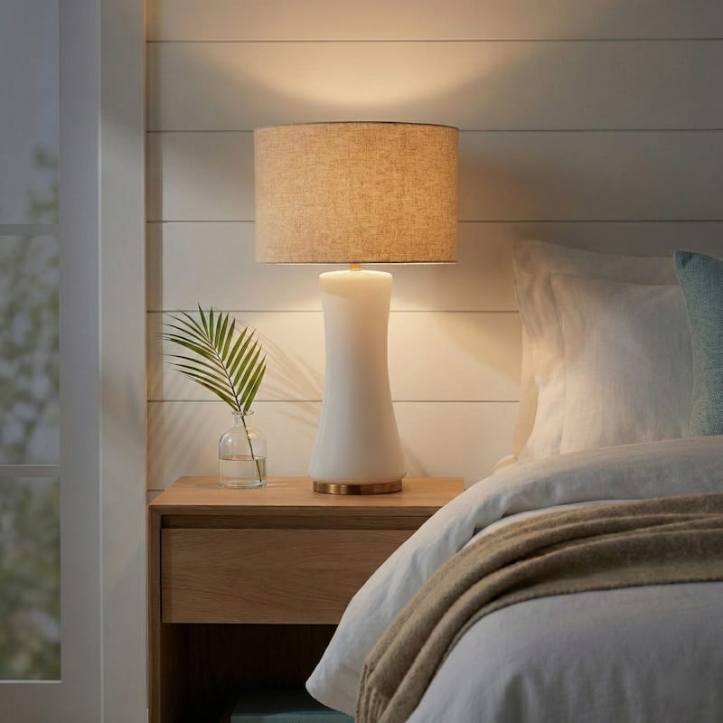 Celestial Gleam Glass Table Lamp - Grey