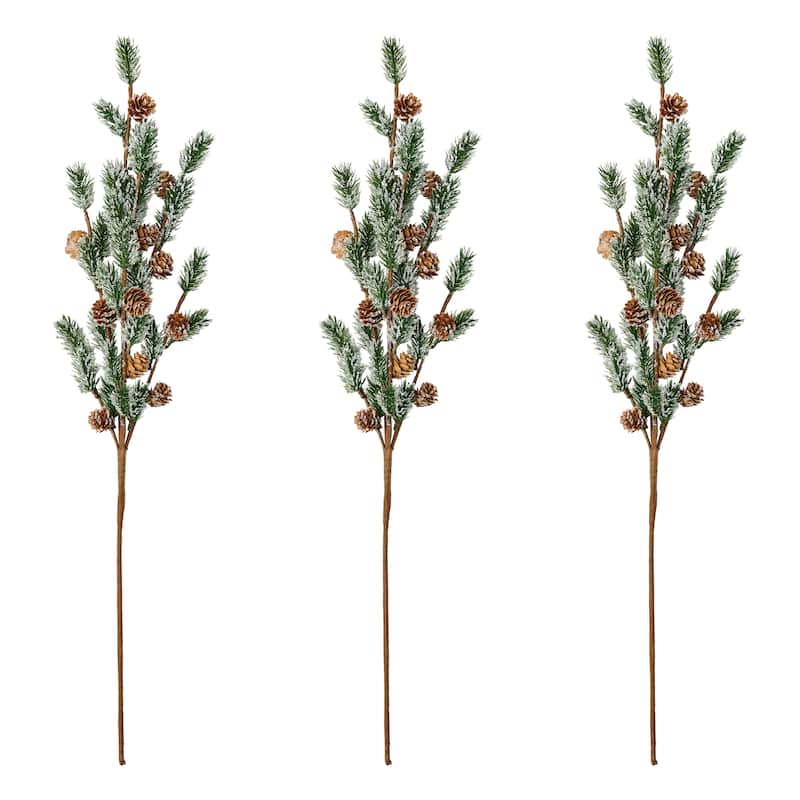30" Ice Pine & Cone Spray, Set of 3 - Multicolor