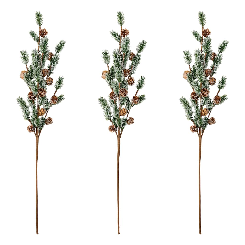 30" Ice Pine & Cone Spray, Set of 3 - Multicolor