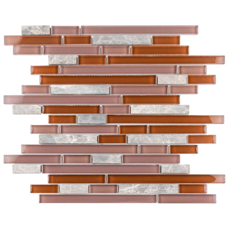 Merola Tile Tessera Piano Bordeaux 11-3/4" x 11-7/8" Glass Wall Tile