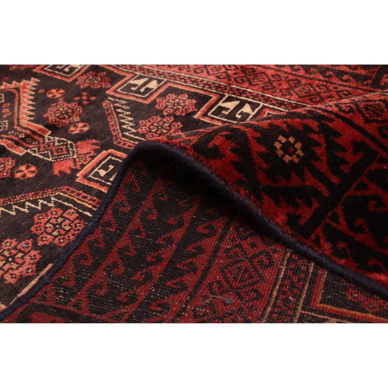 ECARPETGALLERY Hand-knotted Baluch Black, Red Wool Rug - 2'10 x 5'10