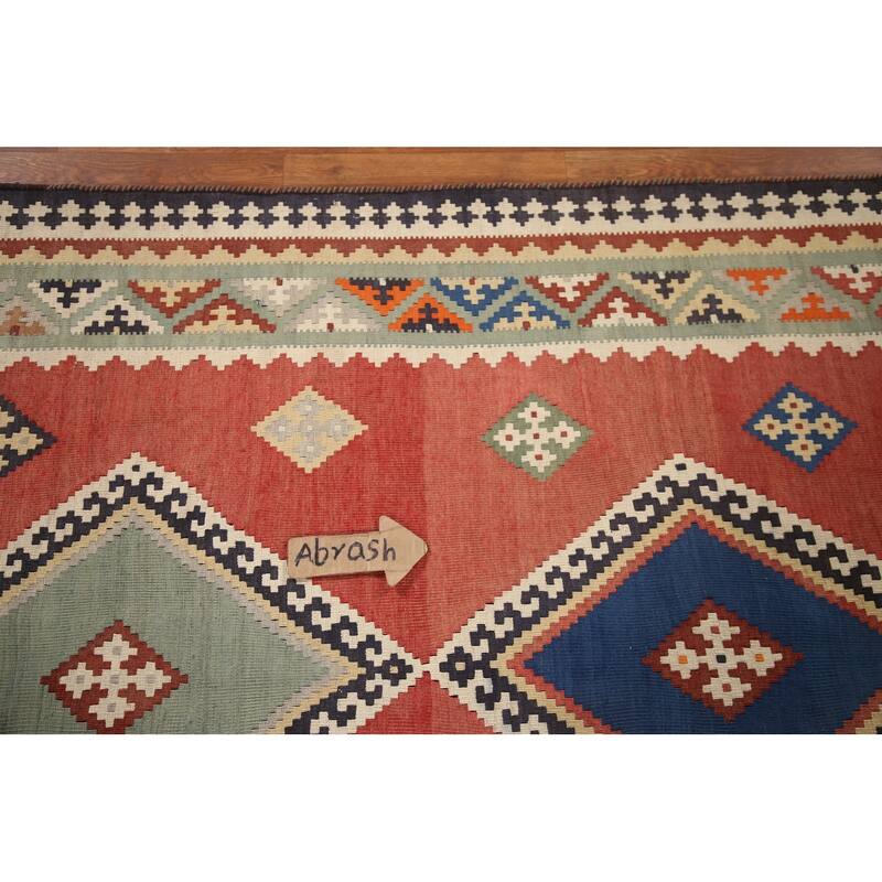 Kilim Qashqai Vegetable Dye Persian Antique Rug Flatweave Wool Carpet - 5'0"x 9'11"