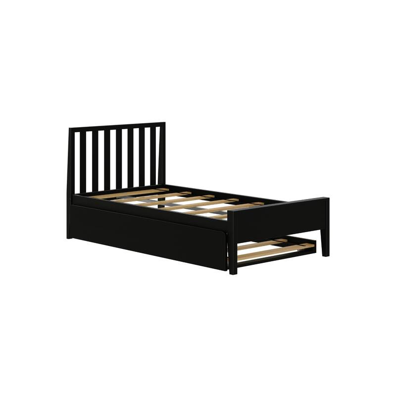 Max and Lily Twin-Size Bed with Slatted Headboard and Trundle