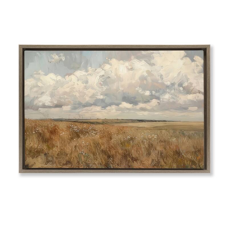 Stupell Wide Open Farm Field Framed Floater Canvas Wall Art Design By LSR Creative Studio - 31 x 21 - Brown