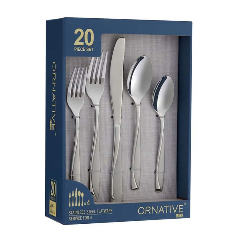 Ornative CIAN Sand Finish 20 Pieces Flatware Set - 10.63" H x 6.69" W x 2.76" D