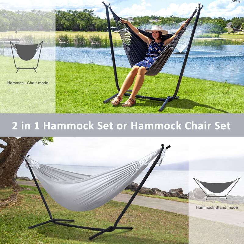 10.7 ft. 2-Person Brazilian-Style hammock with Stand - Convertible