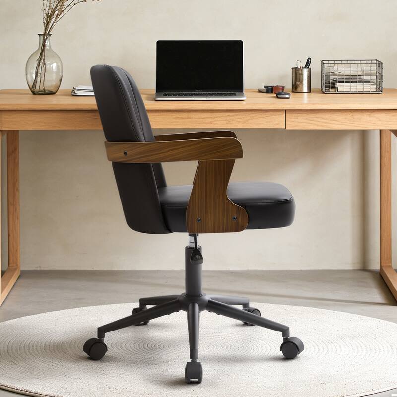 Swivel Home Office Chair Adjustable Height Desk Chair with Wheels and Armrests - 32.7"-36.6"H x 19.9"W x 22.8"D