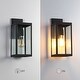 preview thumbnail 6 of 10, 14.8"H Outdoor Black Modern Exterior Wall Lantern Sconce Light with Clear Glass Panels