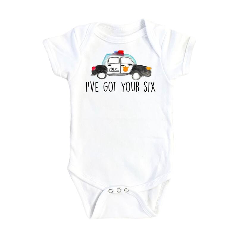 Police Your Six - Baby Boy Girl Clothes Infant Bodysuit Funny Cute Newborn - Natural - 0-3M