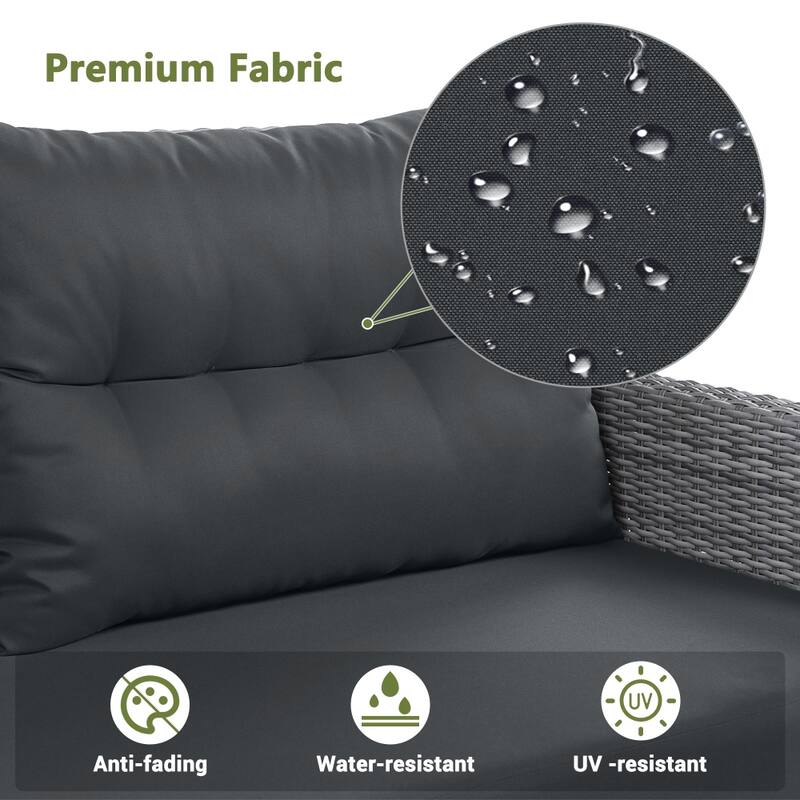 Outdoor Rattan Furniture Set with Adjustable Table, Recliners and 2 Ottomans