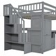 preview thumbnail 39 of 58, Full Size Multifunctional Loft Bed with Wardrobe With Shelves,A Side Desk With 2 Drawers,A Movable Table