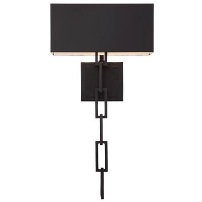 Designer Brian Patrick Flynn's Alston 2 Light Matte Black Outside & White Inside Sconce - 11.5'' W x 24.5'' H x 6'' D