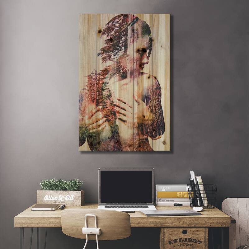 Wilderness Heart III Print On Wood by Andreas Lie - Multi-Color