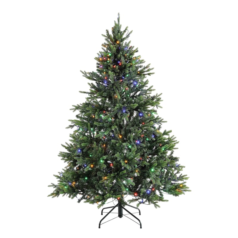 SAFAVIEH 5.5 Ft, Green, Pre-Lit Artificial Christmas Tree - 50"W x 50"D x 66"H