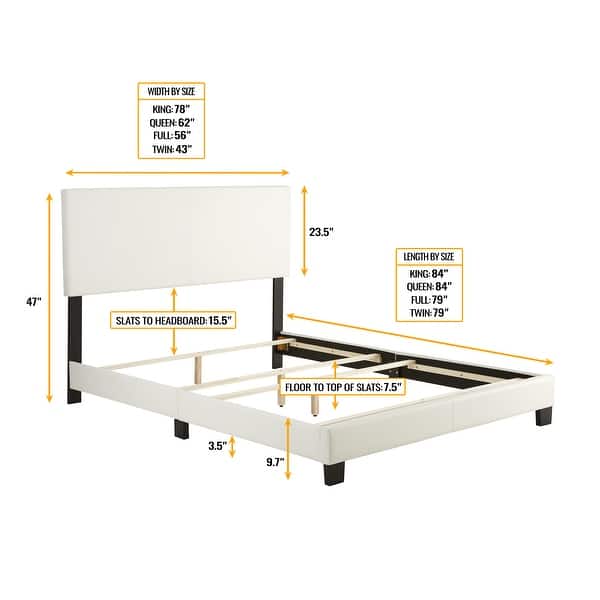 dimension image slide 1 of 4, Boyd Sleep Florence Faux Leather Upholstered Bed Frame with Headboard